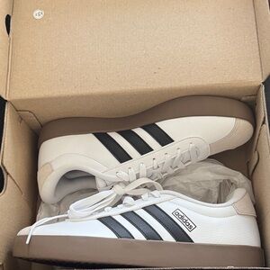 NEW Adidas White Sneakers with Black Stripes